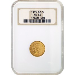 1915 $2.5 Indian Head Quarter Eagle Gold NGC MS63 Generation 5 Old Fat Holder