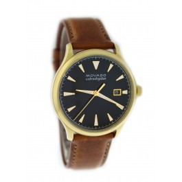 Movado Heritage Series Calendoplan 40mm Gold Tone Steel Blue Date Quartz Watch