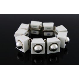 Signed Anton Michelsen Royal Copenhagen Sterling Silver White Porcelain Bracelet