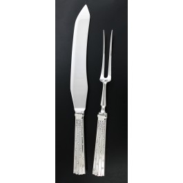 Orla Vagn Mogensen Denmark Champagne Sterling Silver Steel 2pc Steak Carving Set