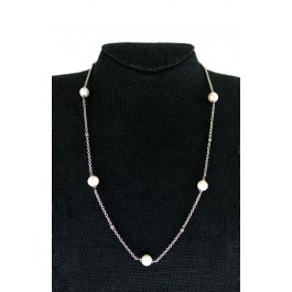 Lagos 925 Sterling Silver 8mm - 8.5mm Pearl Station Necklace 20"