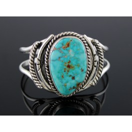 Old Pawn Navajo Native American #380 Sterling Silver Turquoise Cuff Bracelet 