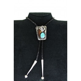 Vintage Bennett Navajo Native American Sterling Silver Claw Turquoise Bolo Tie