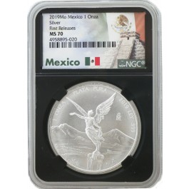 2019 MO Mexico 1 Onza 1 oz .999 Fine Silver Libertad NGC MS70 FR Black Retro