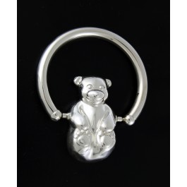 Vintage Tiffany & Co Sterling Silver Spinning Teddy Bear Teether Baby Rattle 