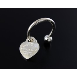 2001 Please Return To Tiffany & Co Sterling Silver Heart Tag Horseshoe Key Ring 