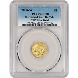 2008 W $5 1/10 oz Gold American Buffalo PCGS SP70 Uncirculated Key Date Coin