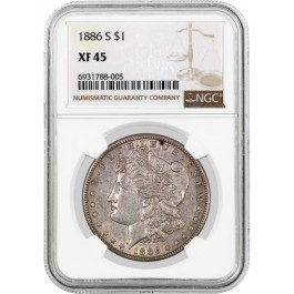 1886 S $1 Morgan Silver Dollar NGC XF45 Extremely Fine Circulated Key Date Coin 