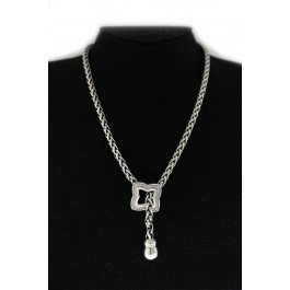 David Yurman Sterling Silver Diamond Quatrefoil Lariat Necklace 17.5"