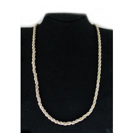 Vintage Tiffany & Co 14k Yellow Gold Sterling Silver Twisted Rope Chain Necklace 30"