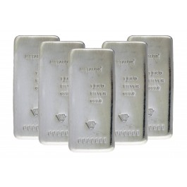 Lot Of 5 Metalor 1 Kilo .999 Fine Silver Bars NEW