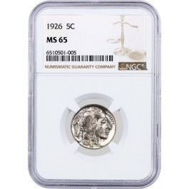 1926 5C Buffalo Nickel NGC MS65 Gem Uncirculated Coin
