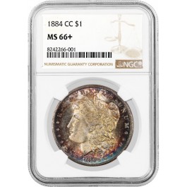 1884 CC Carson City $1 Morgan Silver Dollar NGC MS66+ Gem Uncirculated Coin