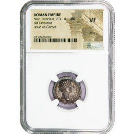 161-180 AD Roman Empire Marcus Aurelius Issue Caesar AR Denarius Silver NGC VF