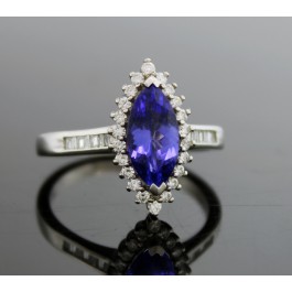 Signed Rhapsody 950 Platinum 2ct Tanzanite .50tcw Diamond Halo Ring Size 9