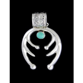 Vintage Rose Chee Native American 925 Sterling Turquoise Pendant