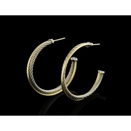 David Yurman Crossover 18k Gold 925 Sterling Silver 42mm Hoop Earrings NO BACKS