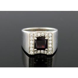 EFFY 925 Sterling Silver Rhodolite Garnet White Sapphire Ring Size 10