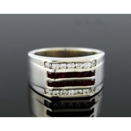 EFFY 925 Sterling Silver Ruby White Sapphire Ring Size 10