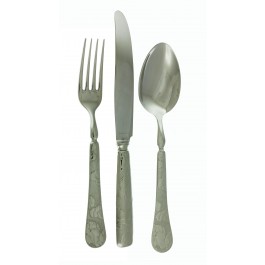 Christofle France Nuage Stainless Steel 3pc Place Setting Set Fork Knife Spoon