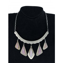 Sarah Dickens Navajo Native American Sterling Silver Pink MOP Station Necklace