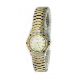 Ebel Classic Sportwave Mini 24mm 18k Steel Diamond MOP Dial Quartz Watch 1157114