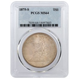 1875 S T$1 Trade Dollar Silver PCGS MS64 Type 2 Uncirculated Coin 