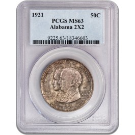 1921 50C Alabama 2x2 Centennial Commemorative Silver Half Dollar PCGS MS63