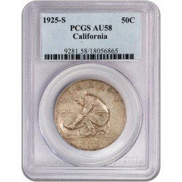 1925 S 50C California Diamond Jubilee Commemorative Silver Half Dollar PCGS AU58