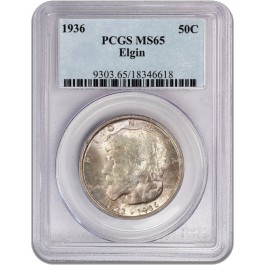 1936 50C Elgin Centennial Commemorative Silver Half Dollar PCGS MS65