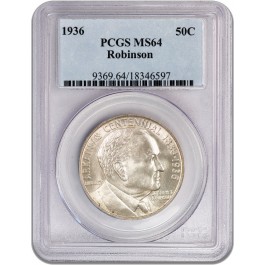 1936 50C Arkansas Centennial Robinson Commemorative Silver Half Dollar PCGS MS64