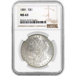 1881 $1 Morgan Silver Dollar NGC MS63 Uncirculated Mint State Coin 