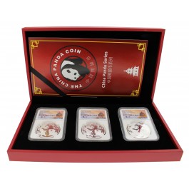 2021 (G) (S) (Y) 10 Yuan 30g .999 Chinese Silver Panda 3 Coin Mint Set NGC MS70 FR