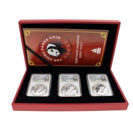 2020 (G) (S) (Y) 10 Yuan 30g .999 Chinese Silver Panda 3 Coin Mint Set NGC MS70 FR