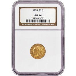 1928 $2.50 Indian Head Quarter Eagle Gold NGC MS62