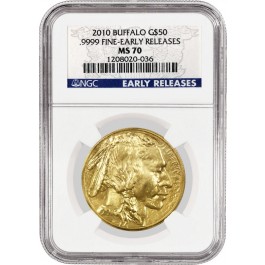 2010 $50 American Gold Buffalo 1 oz .9999 NGC MS70 Early Releases Coin