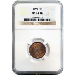 1899 1C Indian Head Cent NGC MS64 RB Red Brown Brilliant Uncirculated Coin
