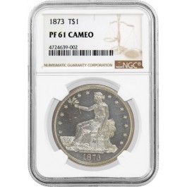 1873 $1 Proof Silver Trade Dollar NGC PF61 Cameo