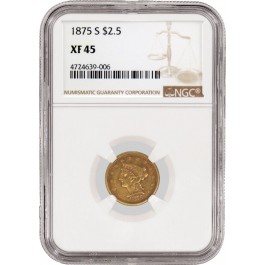 1875 S $2.50 Liberty Head Quarter Eagle Gold NGC XF45