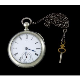 Antique 1885 Model 1877 AWC Waltham Broadway Silverine Size 18s 7j Pocket Watch