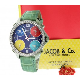 2004 Jacob & Co 5 Time Zones JCMCTZ 40mm Diamond Bezel Quartz Watch Full Set