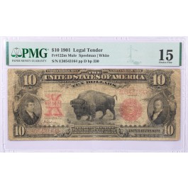 1901 $10 Legal Tender United States Note Bison Fr#122m Mule PMG CH F15