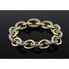 David Yurman Chain Collection 18k Gold Sterling Silver 12mm Oval Link Bracelet