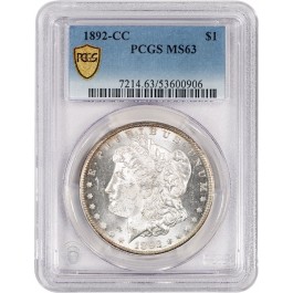 1892 CC Carson City $1 Morgan Silver Dollar PCGS MS63 Uncirculated Key Date Coin