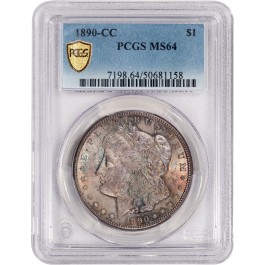 1890 CC Carson City $1 Morgan Silver Dollar PCGS Secure Gold Shield MS64 Toned