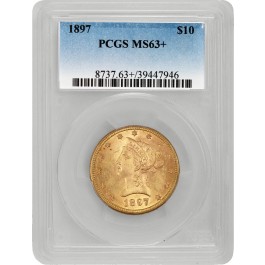 1897 $10 Liberty Head Eagle Gold PCGS MS63+ Uncirculated Coin