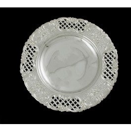 Vintage Tiffany & Co Silver Soldered E.P. Flower Garden Trellis Pierced Pattern 9" Dish 