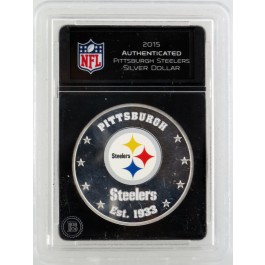 2015 $1 NFL Authenticated Pittsburgh Steelers Fiji Silver Dollar Colorized