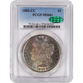 1882 CC Carson City $1 Morgan Silver Dollar PCGS MS66+ CAC Key Date Toned Coin
