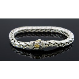 Scott Kay 18k Yellow Gold Sterling Silver 7.5mm Equestrian Bracelet Size 7.75"